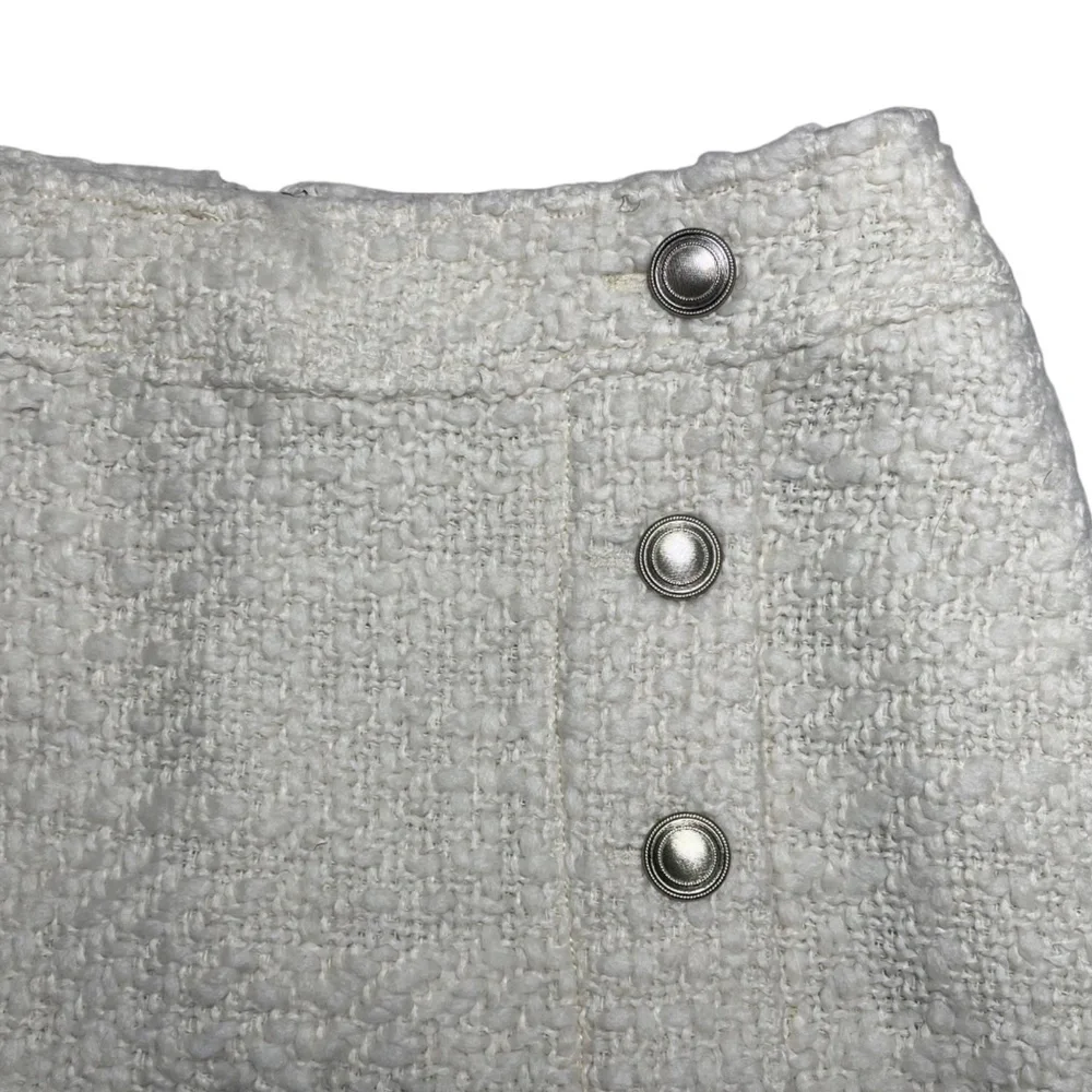REISS June Short Boucle Skirt Ivory Off-White Size 6, UK 10 Pockets Lined Pencil